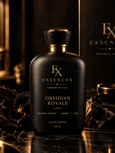 Obsidian Royale Black and Gold Perfume Bottle